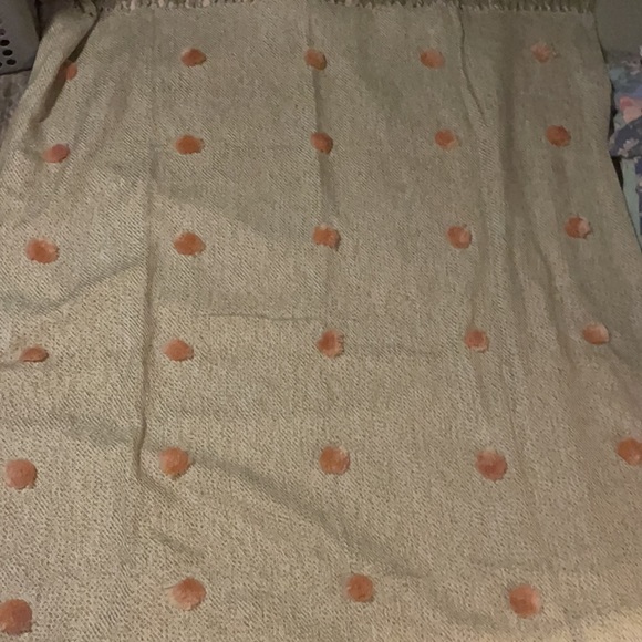 Anthropologie Polka Dot Pom Throw Blanket - Picture 5 of 7